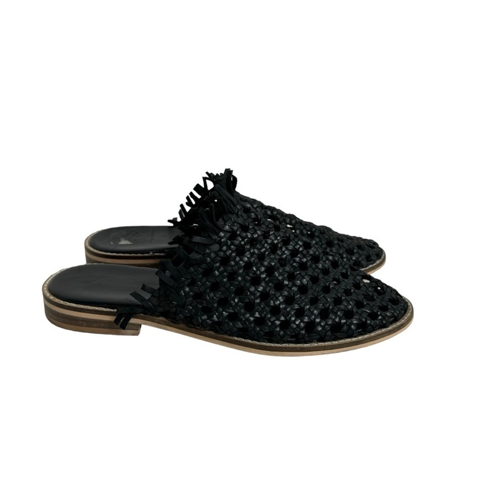 Free People Mirage Mule in Black Woven Leather 40 US 10